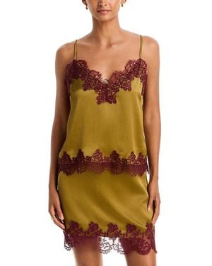 Lucy Paris Vanessa Lace Trim Satin Top - Yellow