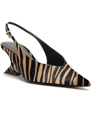 SCHUTZ SHOES Siena Zebra Slingback Pumps - Metallic