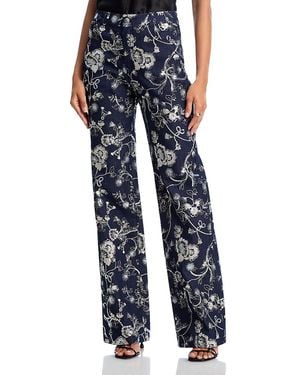 Cinq À Sept Garden High Rise Embroidered Denim Nolita Jeans - Blue
