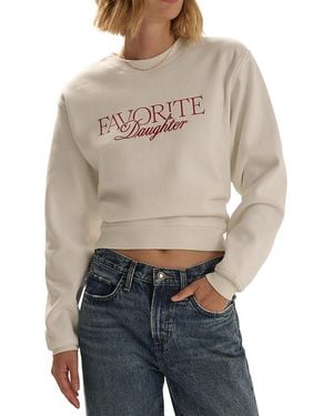 FAVORITE DAUGHTER The Embroidered Ritzy Cropped Sweatshirt - Gray