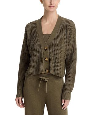 Eberjey Cropped Cardigan Sweater - Green