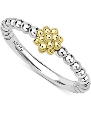 Lagos 18K & Sterling Caviar Icon Beaded Stack Ring - Metallic