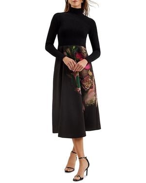 Ted Baker Asnes Floral Mixed Media Dress - Black