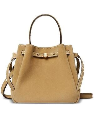 Tory Burch Romy Pick Stitch Suede Bucket Bag - Metallic