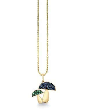 Sydney Evan 14K The Terra Sapphire & Emerald Mushroom Pendant Necklace, 18 - Metallic