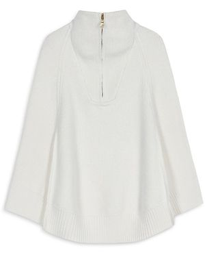 Echo Texture Knit Cape - White