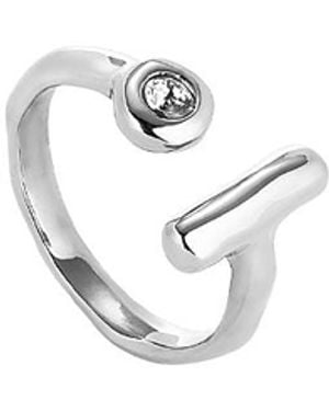 Uno De 50 Open Sterling-Plated Ring With Topaz - White