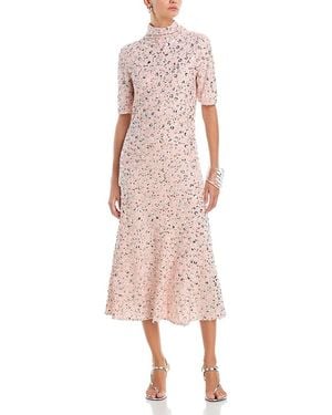 Rabanne Floral Bead & Sequin Midi Dress - Pink