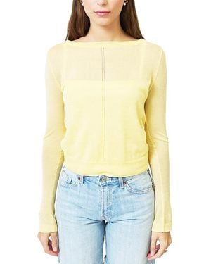 Central Park West Brooklyn Double Layer Sheer Halter Sweater - Yellow