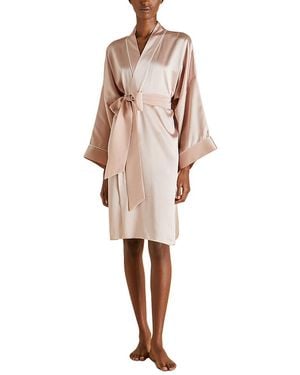 Olivia Von Halle Mimi Woven Silk Waist Tie Robe - Natural