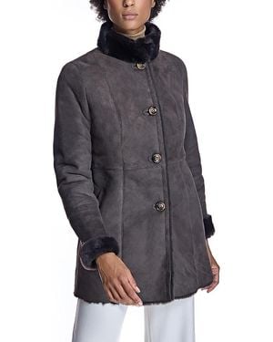 Maximilian Shearling Jacket With Stand Collar - Gray