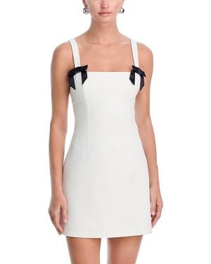 Aqua Satin Sleeveless Bow Mini Dress - White