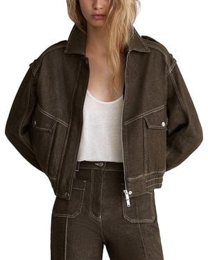 Reiss Petites Blair Cotton Blend Denim Jacket - Brown