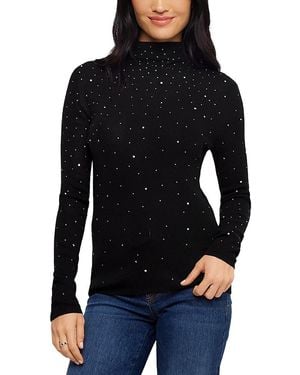 Karen Kane Rhinestone Embellished Mock Neck Sweater - Black