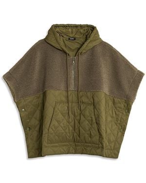 Echo Combo Quilted Hooded Poncho - Green