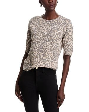 Sioni Leopard Print Elbow Sleeve Sweater - White