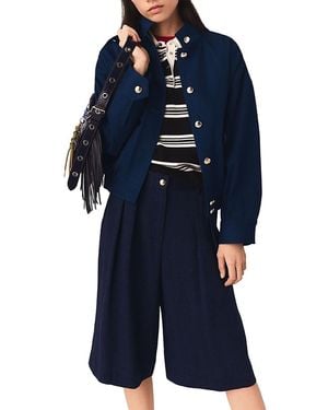Maje Cotton Bomber Jacket - Blue