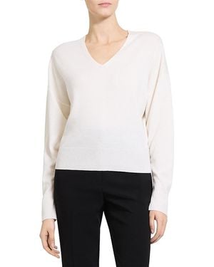 Theory Cashmere Relaxed V Neck Sweater - White