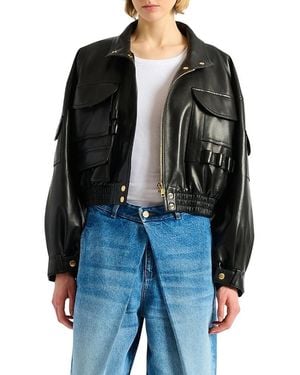 Balmain Lambskin Bomber Jacket - Black