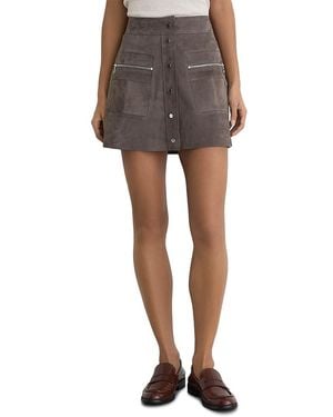 Reiss Tia Suede Mini Skirt - Gray