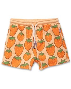 Mon Coeur Recycled Cotton Strawberry Cropped Short - Orange