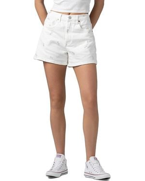 Blank NYC Floral Embroidered Shorts - White