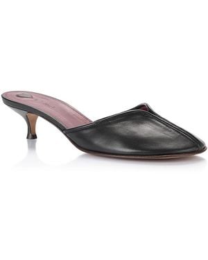 Chloé Piped Leather Mules - Gray