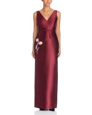 Erdem Embellished Mikado Pencil Gown - Red