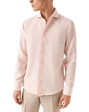 Eton Slim Fit Solid Linen Shirt - Pink