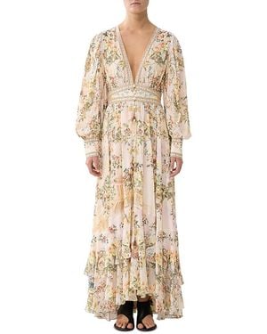 CAMILLA Long Button Front Dress - Natural