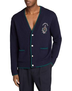 CASABLANCA Logo Graphic Cardigan Sweater - Blue