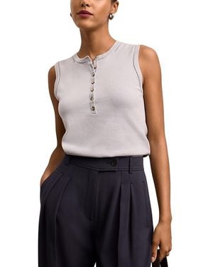 M.M.LaFleur M. M.Lafleur Crimmins Pointelle Cotton Silk Knit Tank - Blue