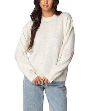 Edikted Rutie Bow Patch Sweater - White