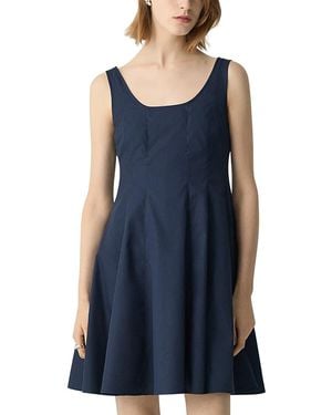 Theory Sleeveless Poplin Mini Dress - Blue