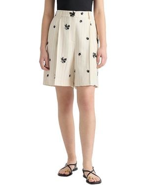 NVLT Embroidered Stripe Bermuda Shorts - Natural