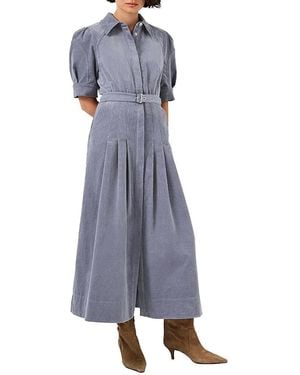 Mint Velvet Corduroy Belted Midi Dress - Blue