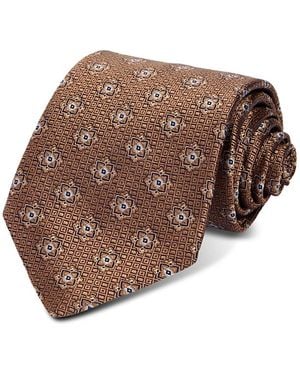 Canali Silk Classic Medallion Tie - Brown