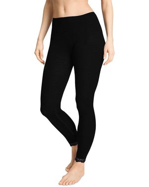 Hanro Merino Wool & Silk Lace Trim Leggings - Black