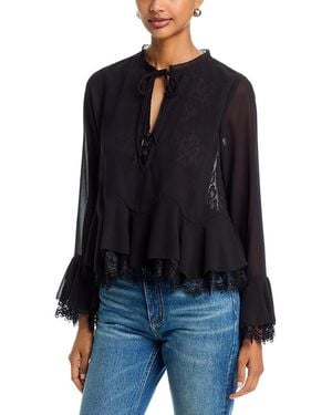 Aqua Lace Layered Long Sleeve Top - Blue