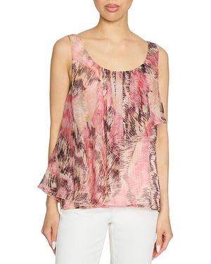 Santorelli Bonnie Sleeveless Ruffled Top - Pink