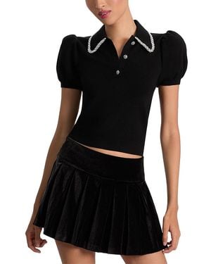 Alice + Olivia Ramona Puffed Sleeve Top - Black