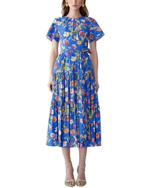 Carolina Herrera Printed Tiered Midi Dress - Blue