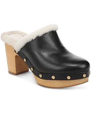 Veronica Beard Larken Shearling Lined Leather Clogs - Brown