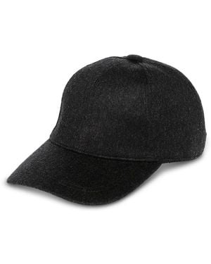 Vince Cashmere Baseball Cap With Leather Strap - Black