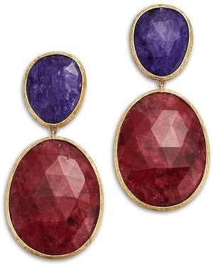 Marco Bicego 18K Lunaria Color Thulite & Charoite Drop Earrings - Red