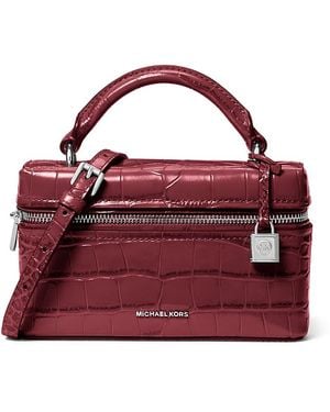 Michael Kors Jana Extra Small Croc Embossed Leather Top Handle Crossbody - Purple