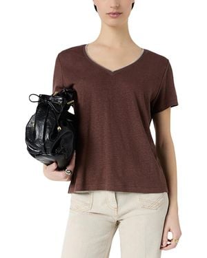 Gerard Darel Mirana Linen V Neck Top - Brown