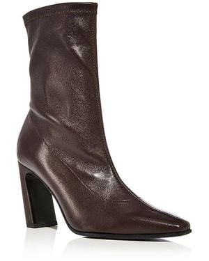 Stuart Weitzman Stassi Stretch Leather Ankle Boots - Brown