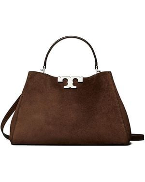 Tory Burch Eleanor Suede Satchel - Brown