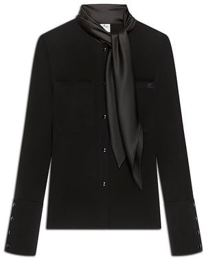 Courreges Satin Scarf Collar Jersey Shirt - Black